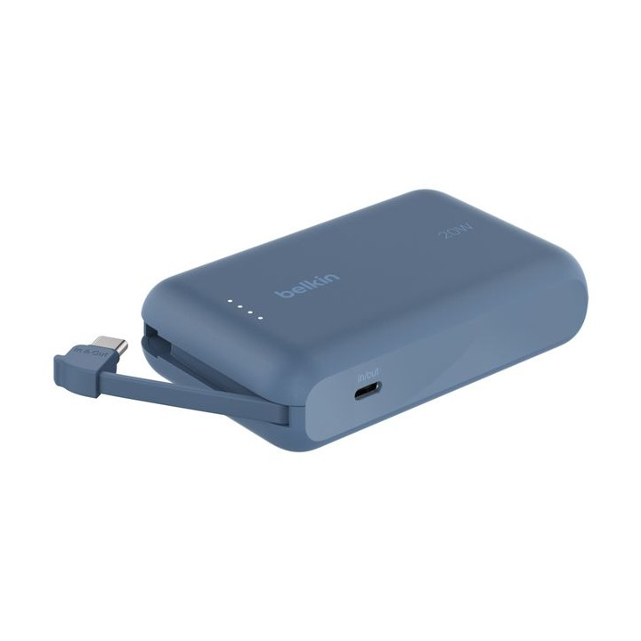 BELKIN 10K PD20W INTEGRATED USB-C CABLE POWER BANK BLUE